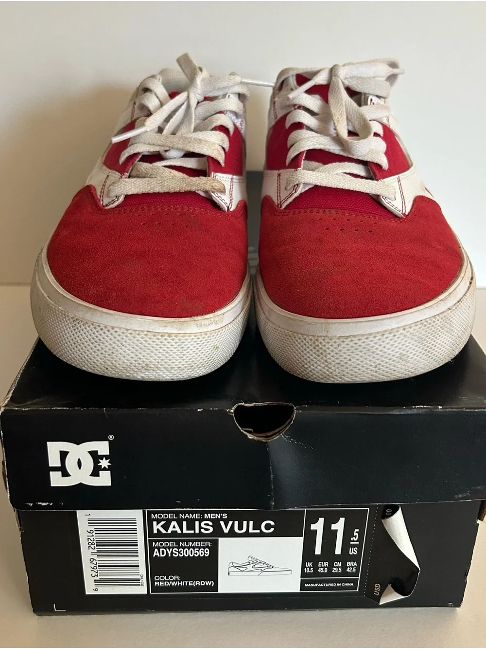 DC Kalis Vulc Men’s Red and White Skate Sneakers